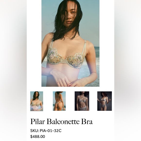 NWOT Taryn Winters Bespoke Floral Sequin Beaded Bra Thong Set 32C S - Picture 2 of 10